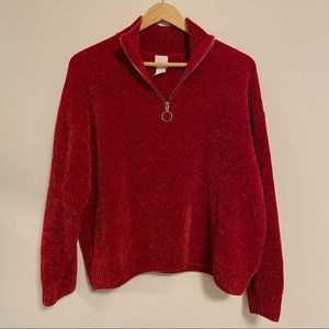 H&M RED HALF/QUARTER ZIP